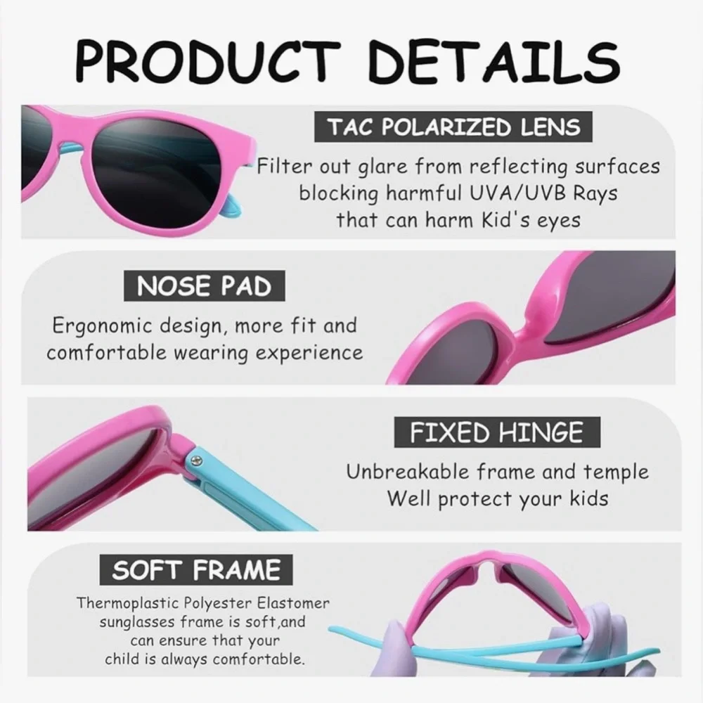 DUCO TPEE POLARIZED SUNGLASSES FOR KIDS RUBBER FLEXIBLE FRAME UV PROTECTION
